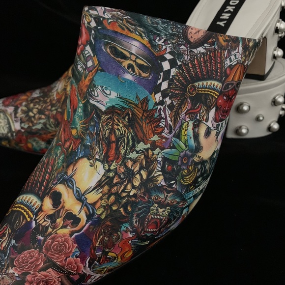 One of a kind HYDROGRAPHIC tattoo pearl stud heel - Picture 2 of 8